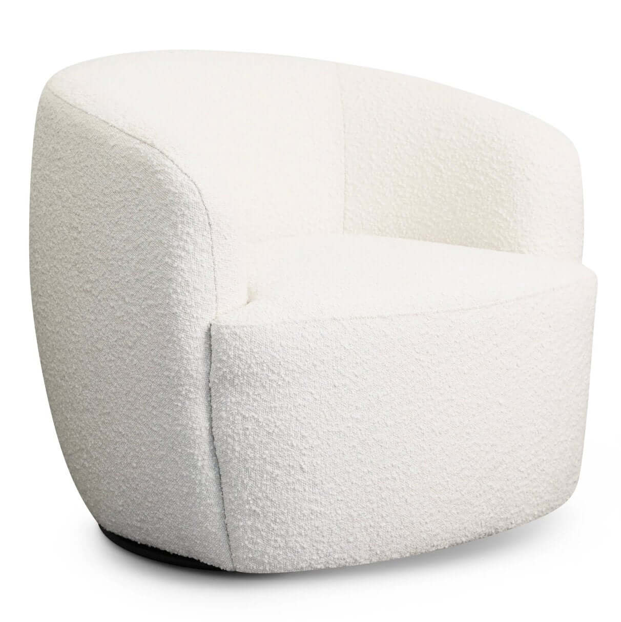 River White Boucle Upholstered Swivel Barrel Lounge Chair - Revel Sofa 