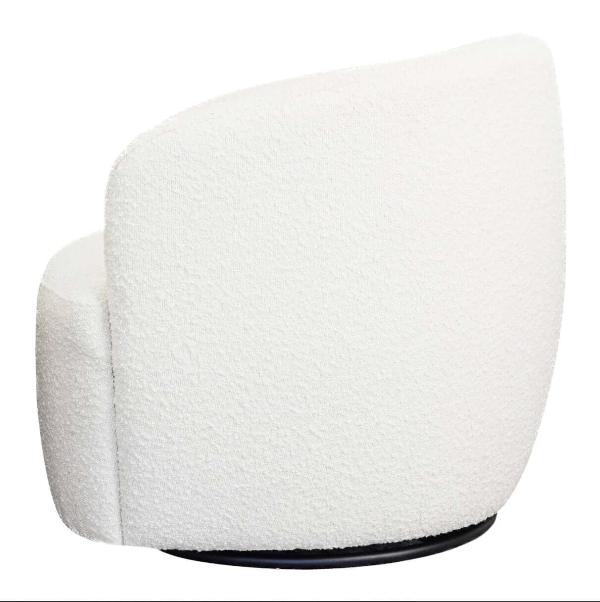 River White Boucle Upholstered Swivel Barrel Lounge Chair - Revel Sofa 