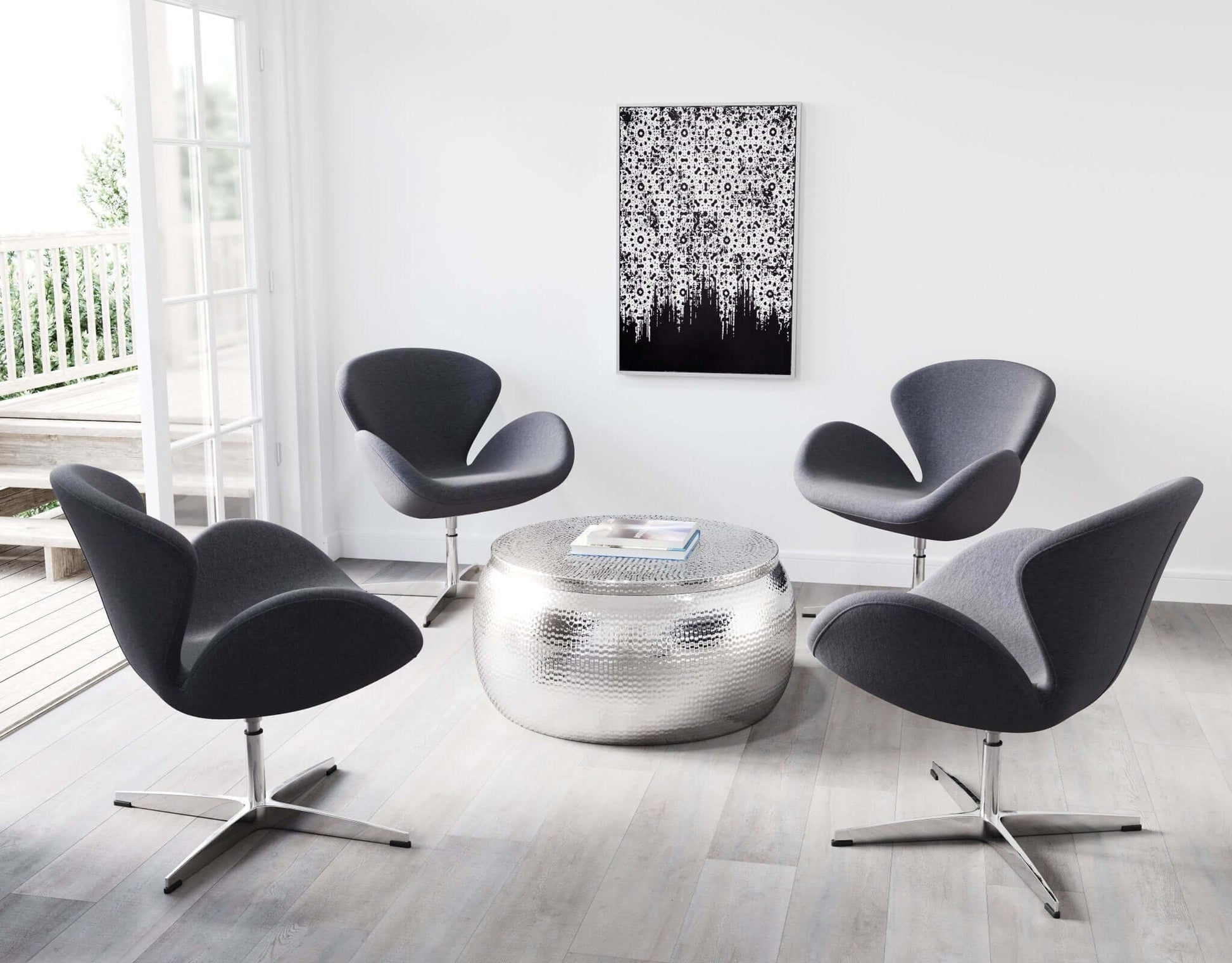 Solo Metallic Round Coffee Center Table With Storage - Revel Sofa 