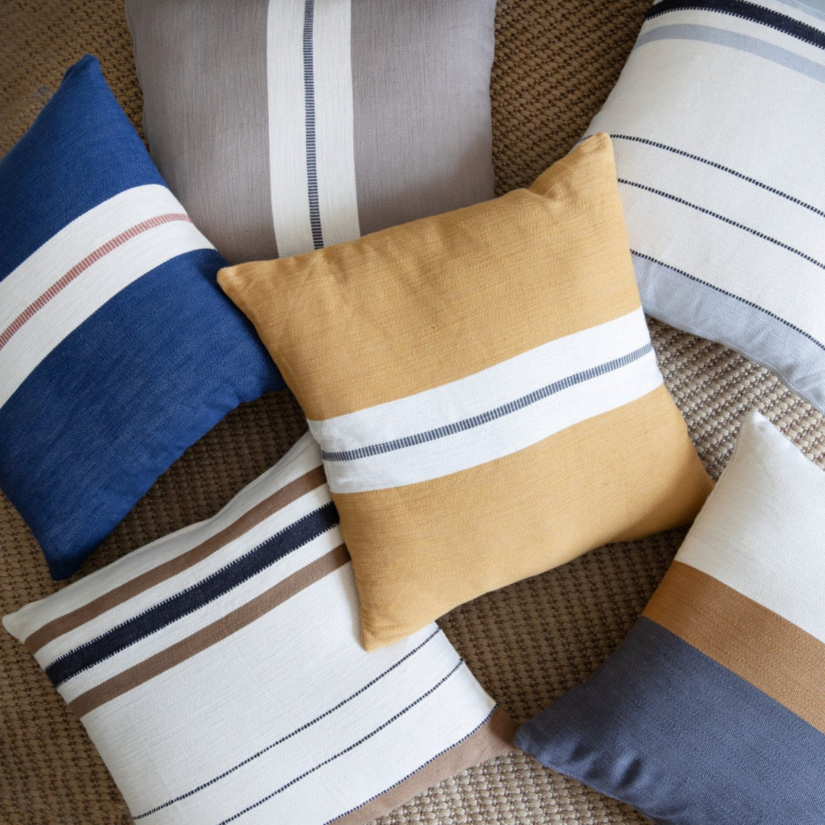 Striped Cotton Zippered Throw Pillow (20" X 20") - Revel Sofa 