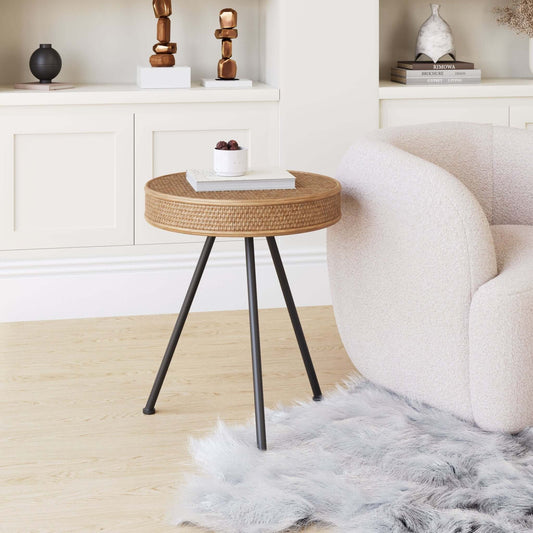 Stuart Rattan Weave Side Accent End Table - Revel Sofa 