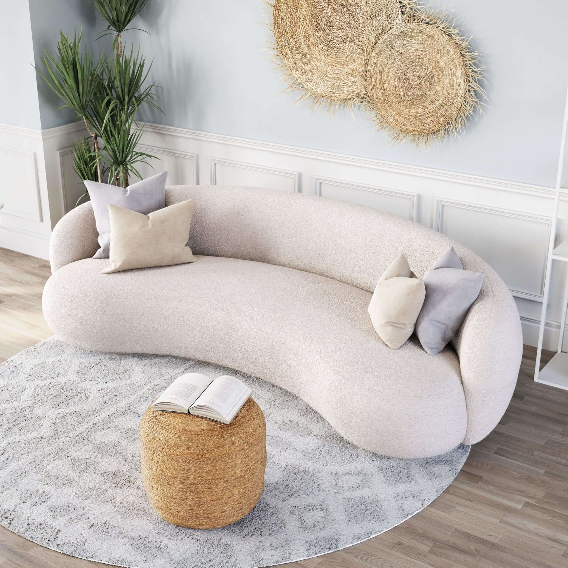 Tibet Modern Curvy Boucle Sofa 92” - Revel Sofa 