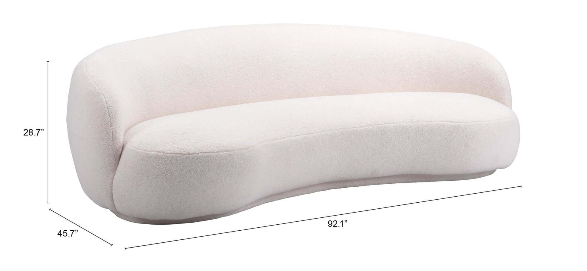 Tibet Modern Curvy Boucle Sofa 92” - Revel Sofa 