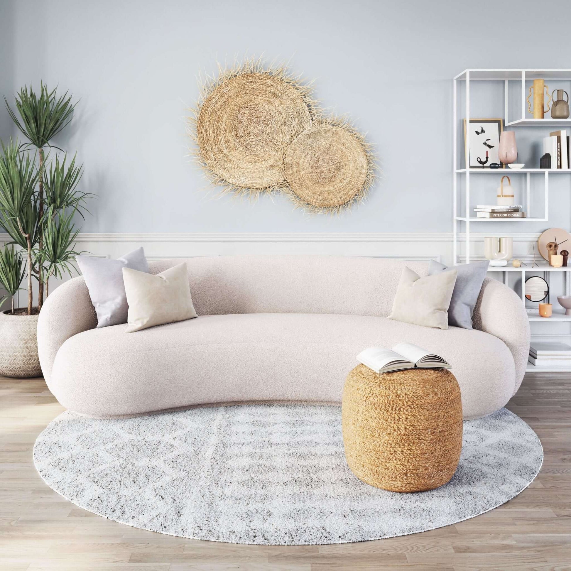 Tibet Modern Curvy Boucle Sofa 92” - Revel Sofa 