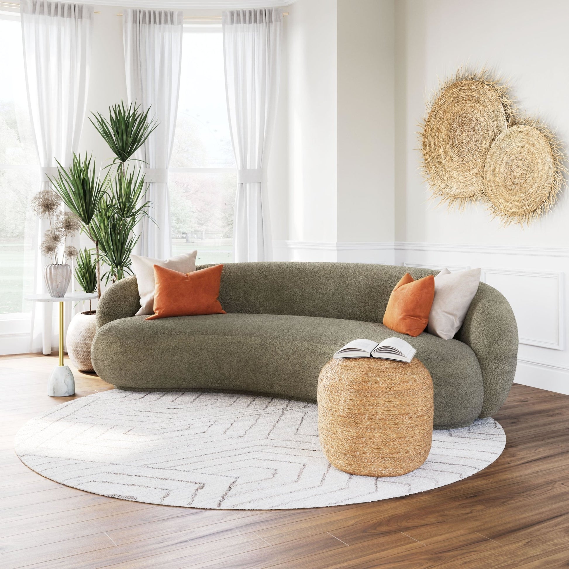 Tibet Modern Curvy Boucle Sofa 92” - Revel Sofa 
