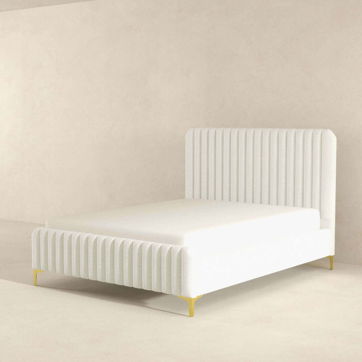 Valery Boucle Channel Tufted Platform Bed Frame - Revel Sofa 