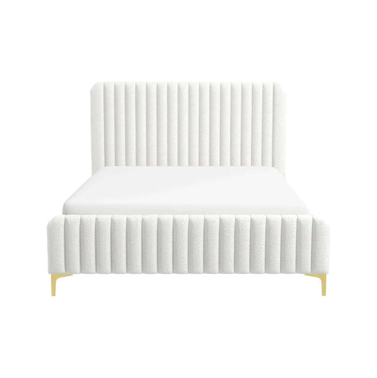 Valery Boucle Channel Tufted Platform Bed Frame - Revel Sofa 