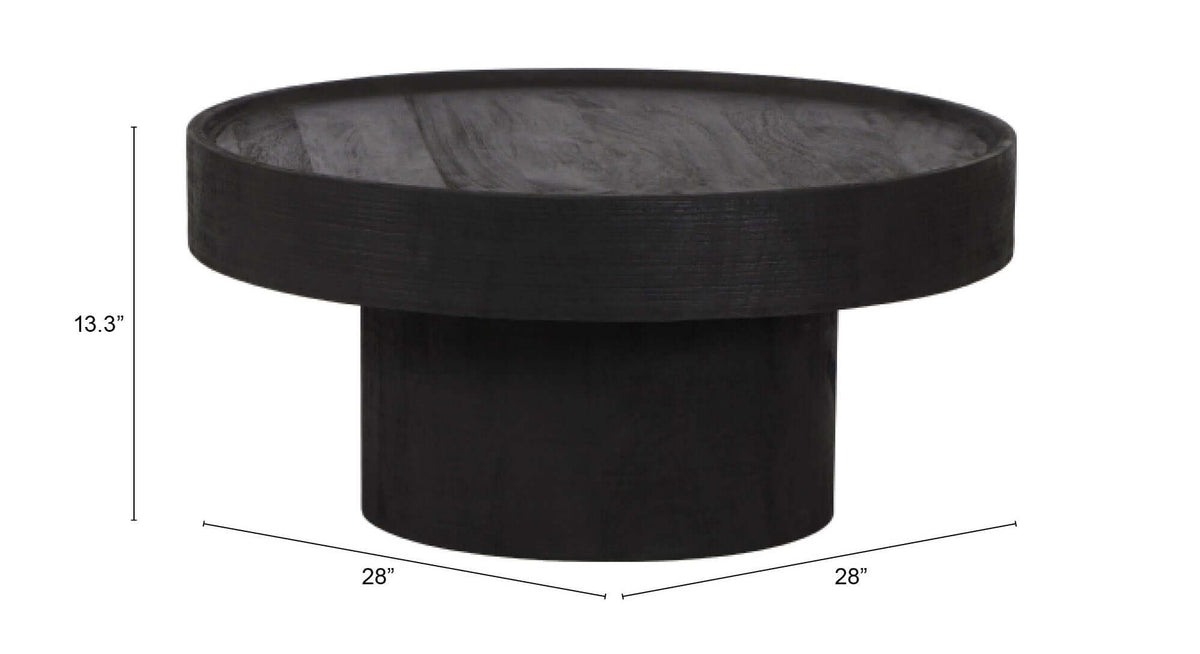 Watson Round Minimalist Wood Center Coffee Table, Black - Revel Sofa 
