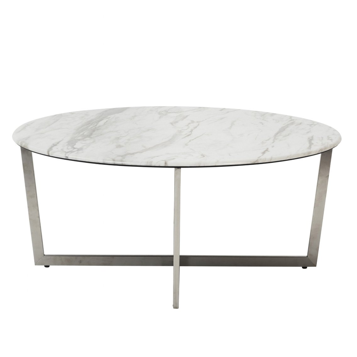 White Marble On Stainless Steel Round Coffee Center Table - Revel Sofa 