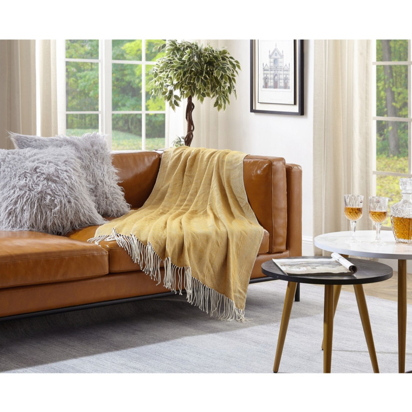 Woven Acrylic Solid Color Throw Blanket in Various Color Options