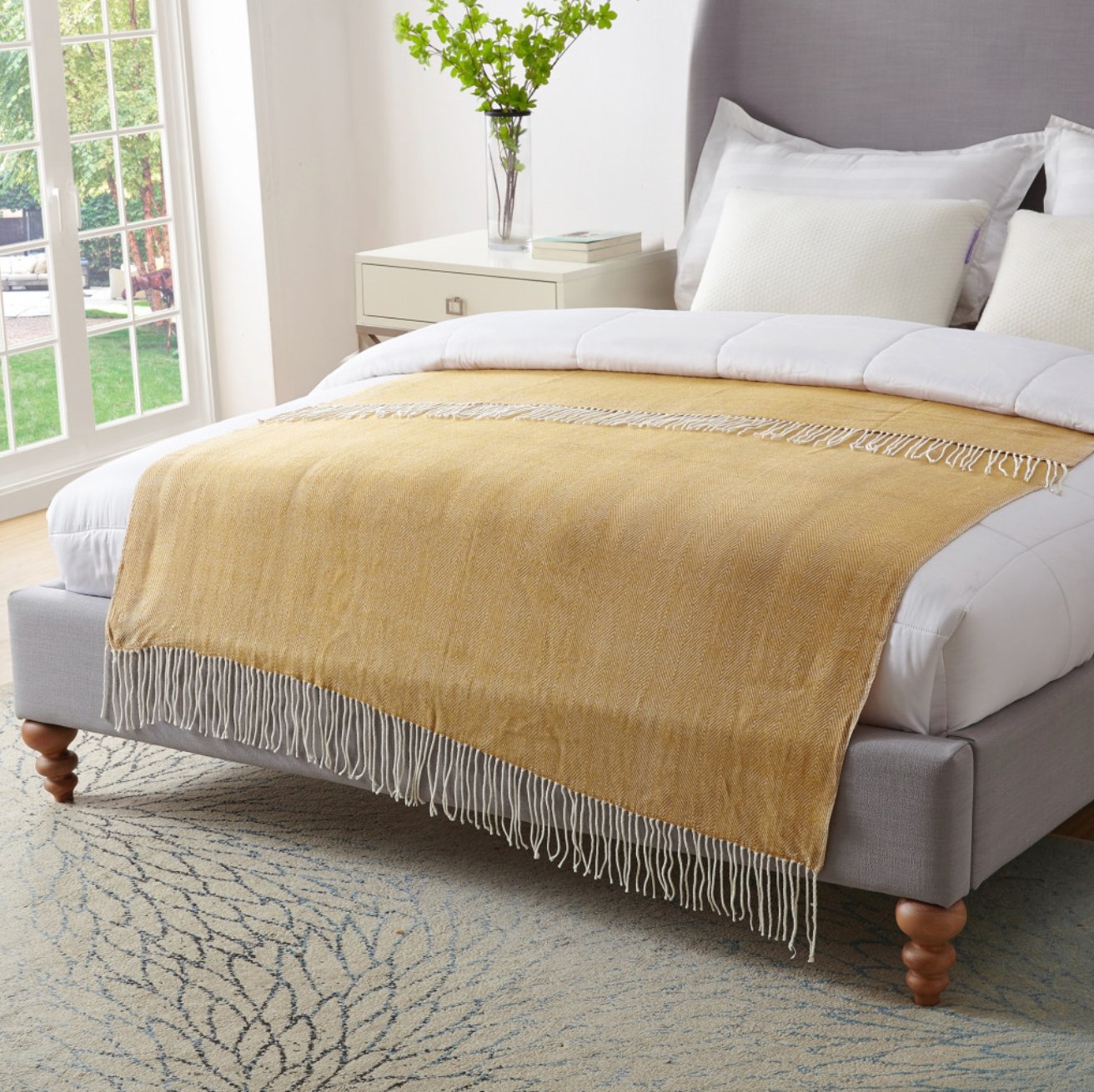 Woven Acrylic Solid Color Throw Blanket in Various Color Options